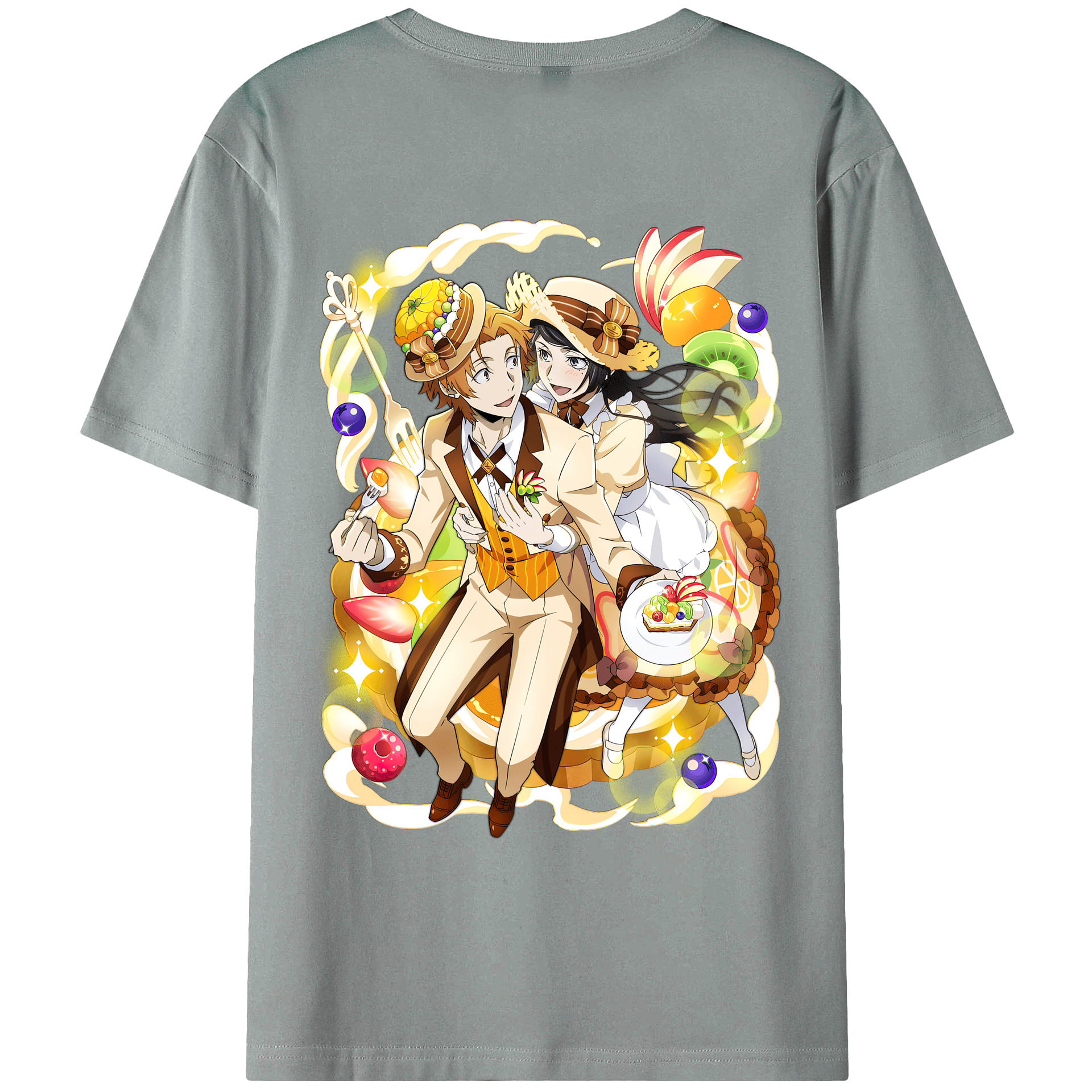 （画像用） 文豪ストレイドッグス Bungo Stray Dogs 綿100％ メンズ半袖Tシャツ（バックプリント） 通気性